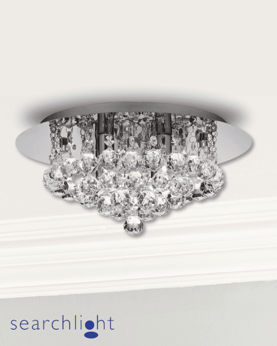 Searchlight Hanna Bathroom IP44 4 Light Chrome Metal & Clear Crystal Flush
