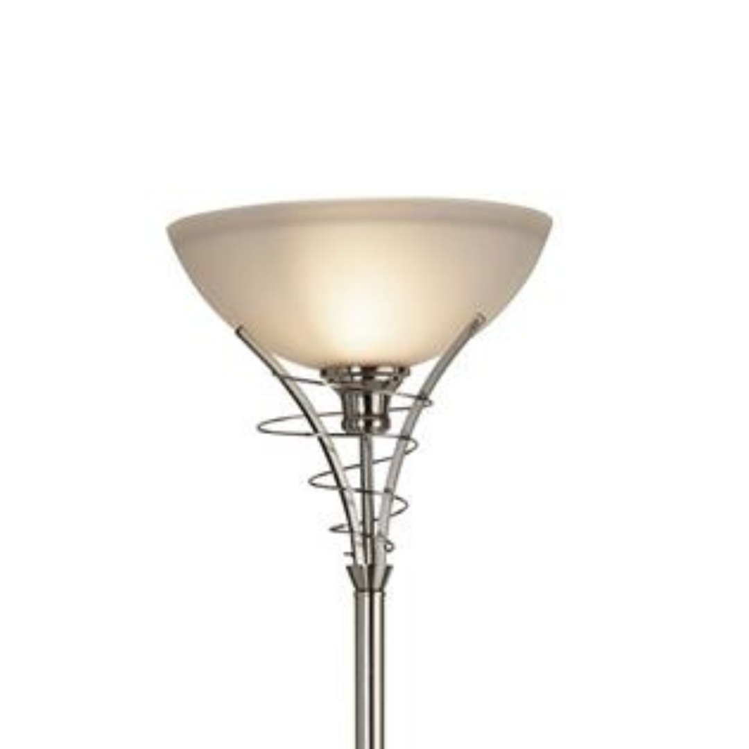 Searchlight Linea Uplighter Satin Silver & Acid Glass Floor Lamp
