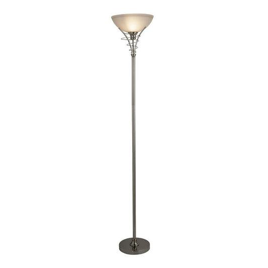 Searchlight Satin Silver & Acid Glass Floor Lamp