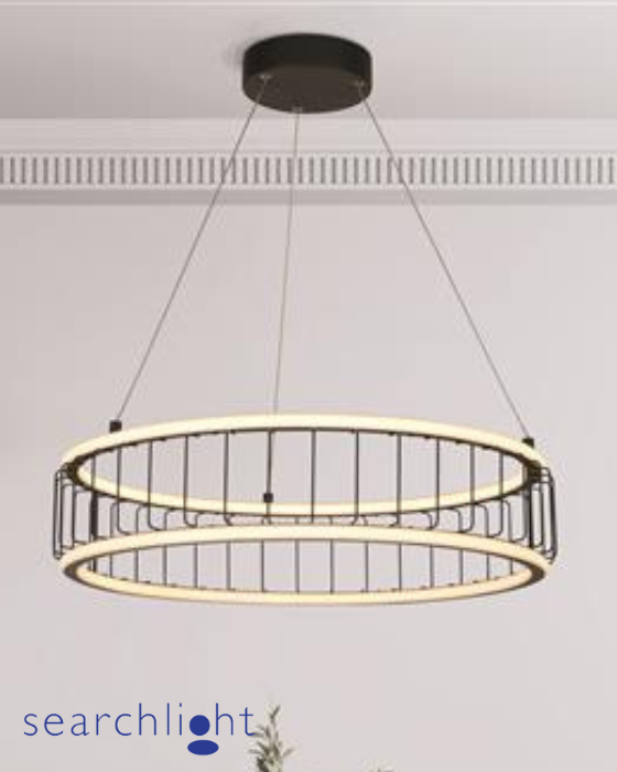 Searchlight Circolo Black Cage Drum Pendant