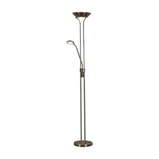Searchlight Mother & Child Satin Antique Brass & Glass Floor Lamp