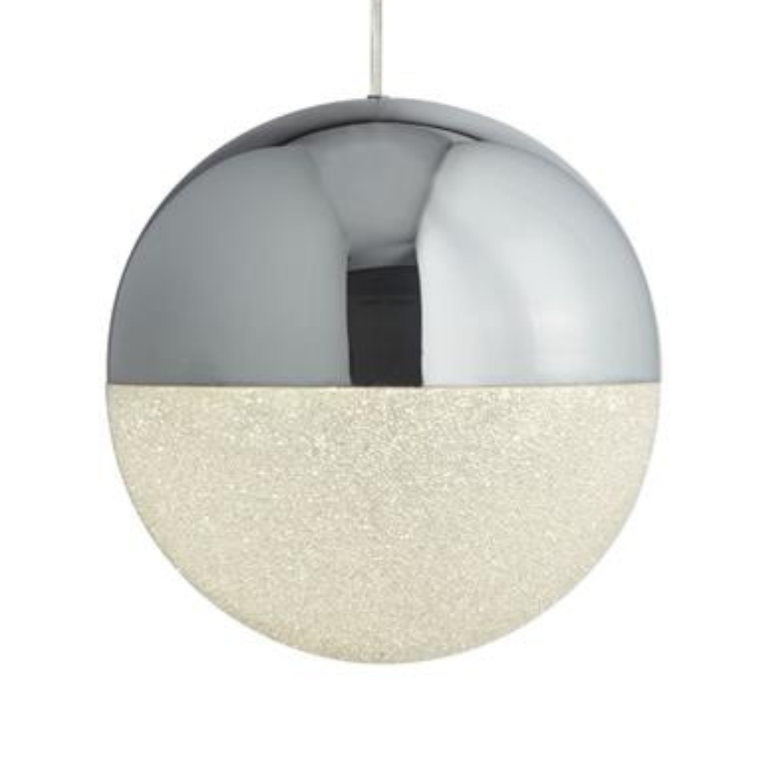 Searchlight Marbles LED Crushed Ice & Chrome Pendant