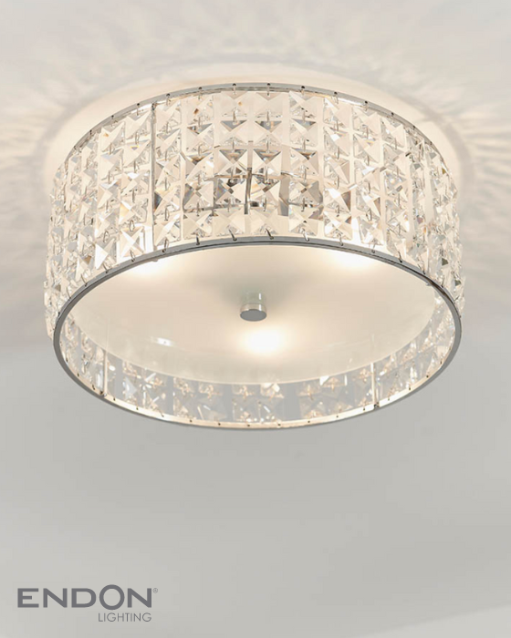 Endon Belfont Bathroom 3 Light IP44 Chrome & Crystal Flush