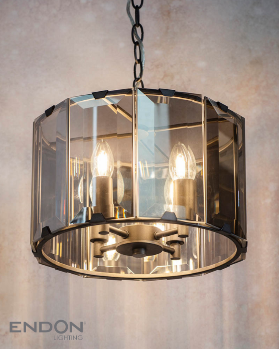 Endon Clooney 4 Light Smoked Glass Pendant
