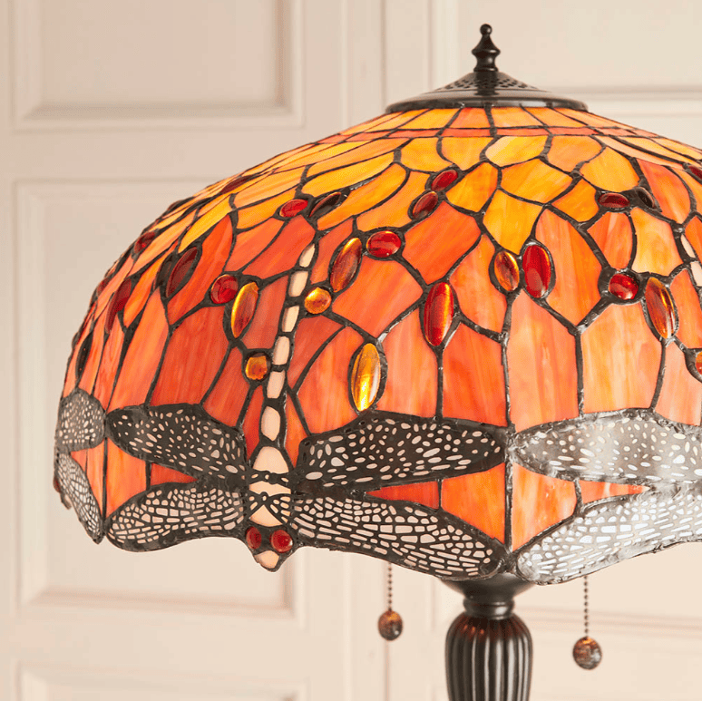 Tiffany Dragonfly Flame Orange Floor Lamp