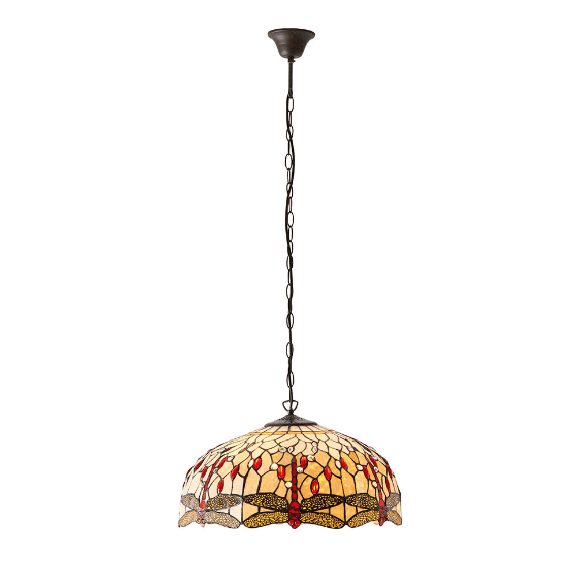Tiffany Dragonfly Beige Large 3 Light Pendant