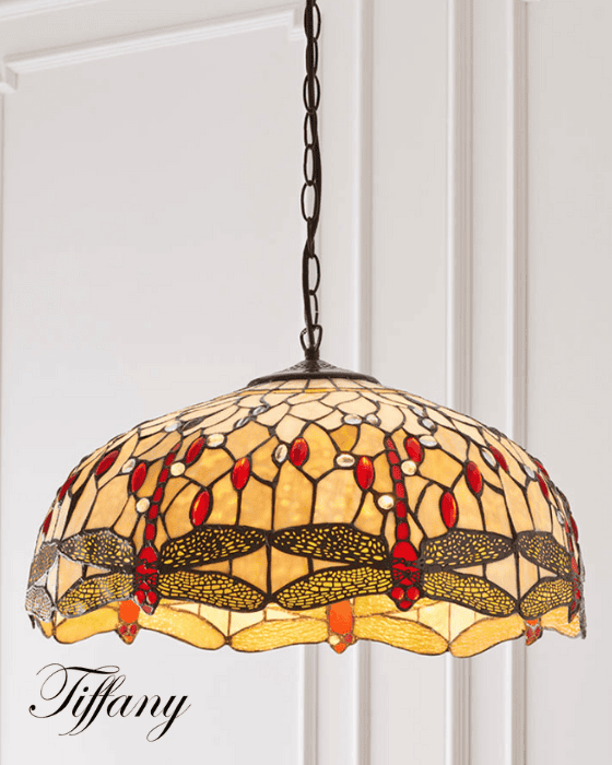 Tiffany Dragonfly Beige Large 3 Light Pendant