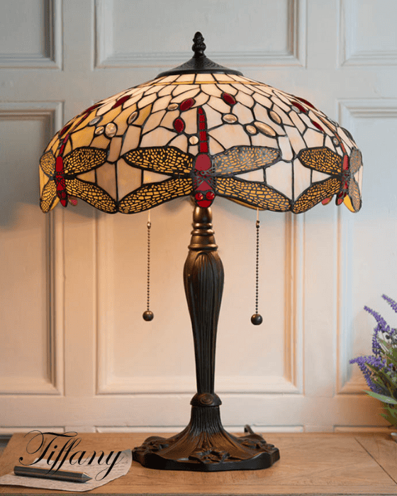 Tiffany Dragonfly Beige Medium Table Lamp