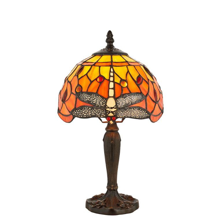 Tiffany Dragonfly Flame Orange Mini Table Lamp