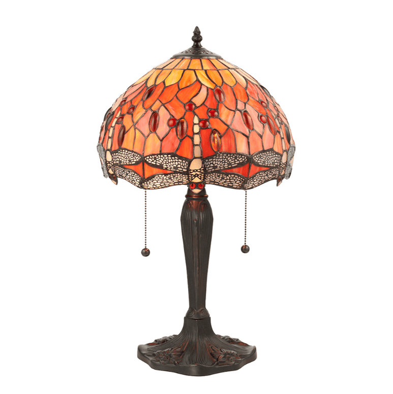 Tiffany Dragonfly Flame Orange Small Table Lamp