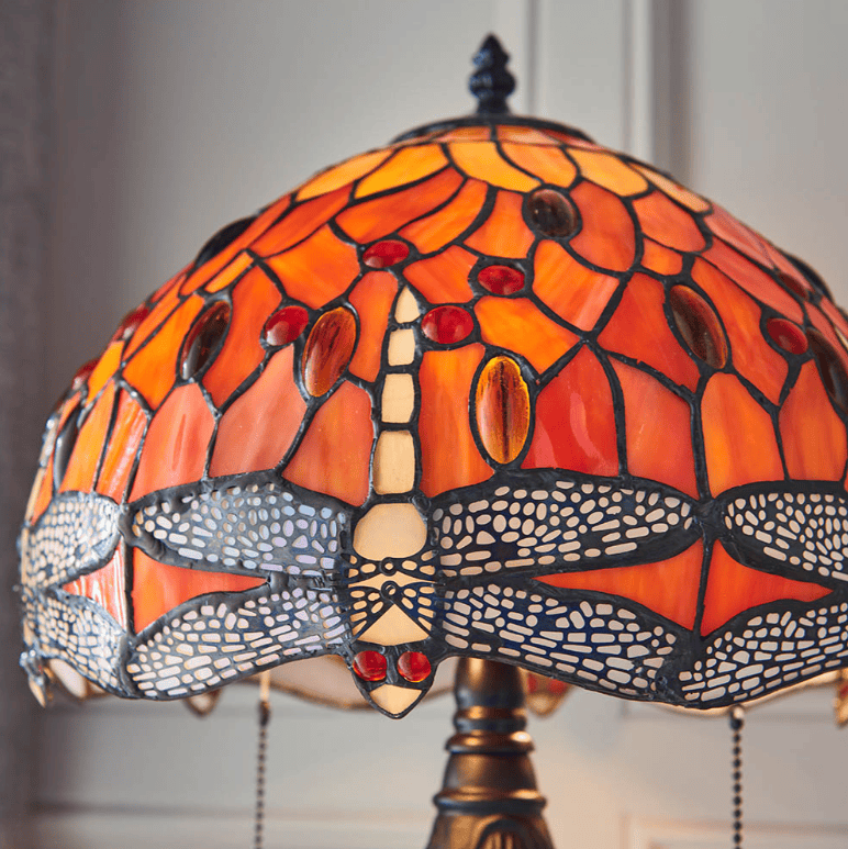 Tiffany Dragonfly Flame Orange Small Table Lamp
