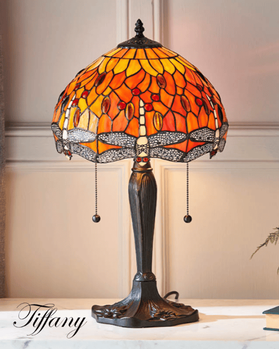 Tiffany Dragonfly Flame Orange Small Table Lamp