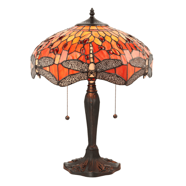 Tiffany Dragonfly Flame Orange Medium Table Lamp