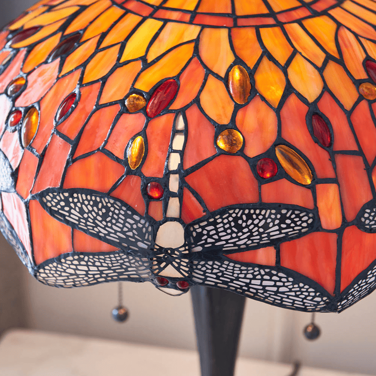 Tiffany Dragonfly Flame Orange Medium Table Lamp