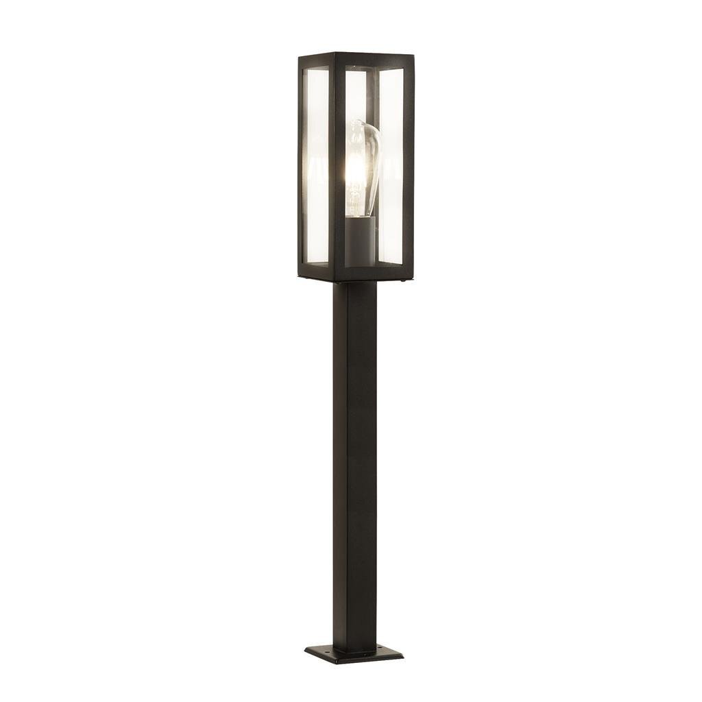 Searchlight Box Black Metal & Clear Glass Outdoor Post Light