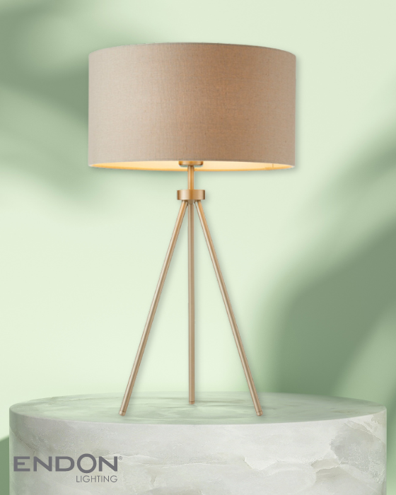 Endon Tripod Grey & Nickel Table Lamp With Shade