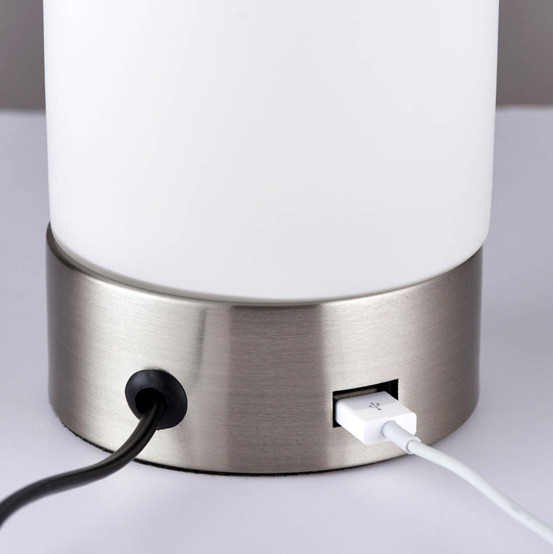 Endon Dara Brushed Nickel USB Table Lamp