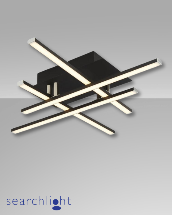 Searchlight Matrix 4lt Black & Opal Flush Ceiling Light