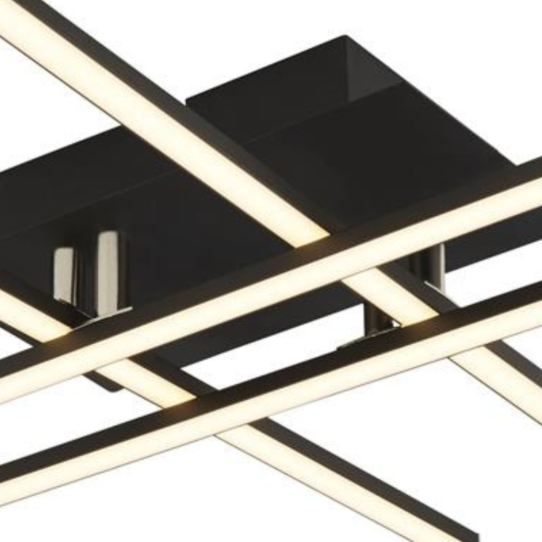 Searchlight Matrix 4lt Black & Opal Flush Ceiling Light