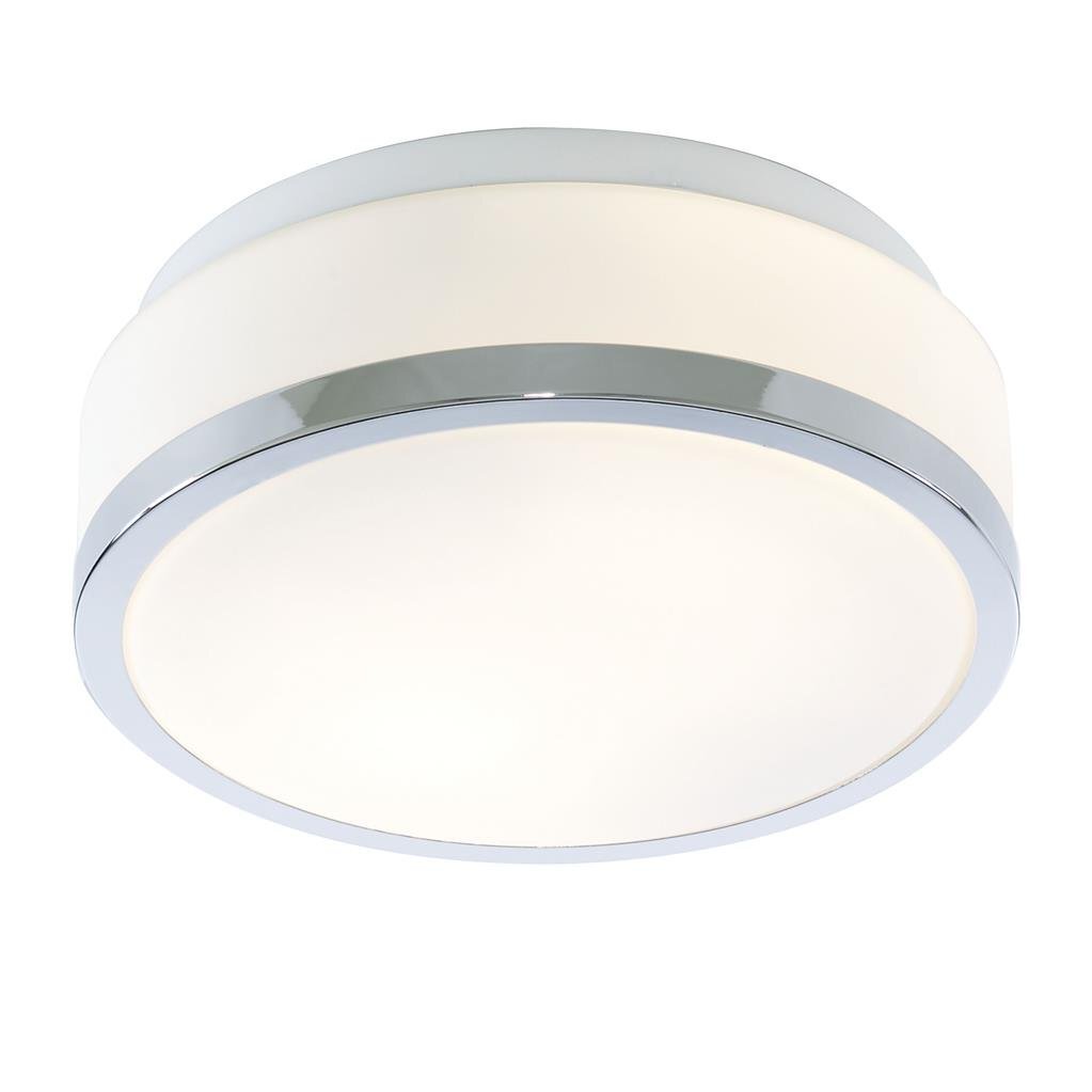 Searchlight Cheese Bathroom IP44 Chrome & White Glass Flush