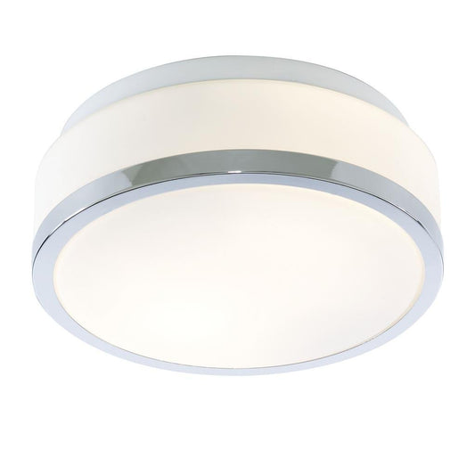 Searchlight Cheese Bathroom IP44 Chrome & White Glass Flush