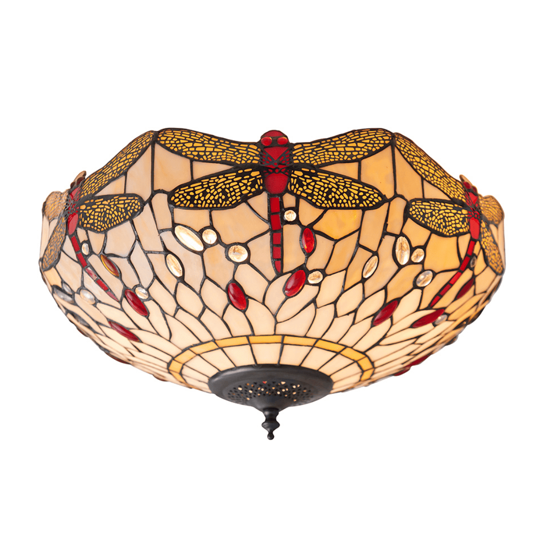 Tiffany Dragonfly Beige Medium 2 Light Flush