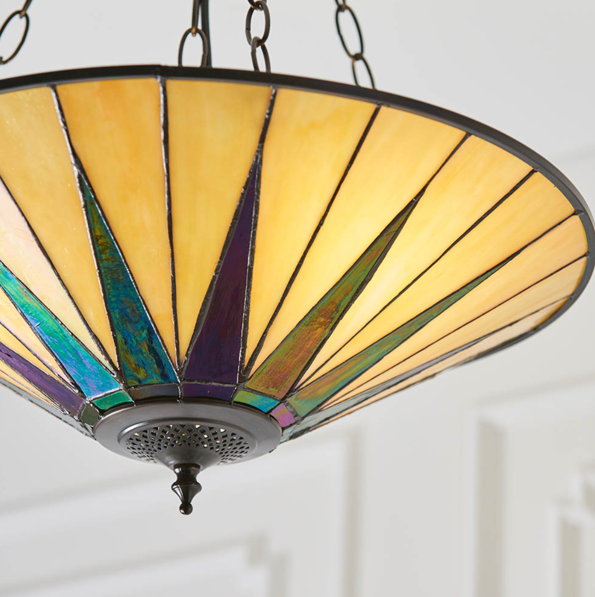 Tiffany Dark Star Large Inverted 3 Light Pendant