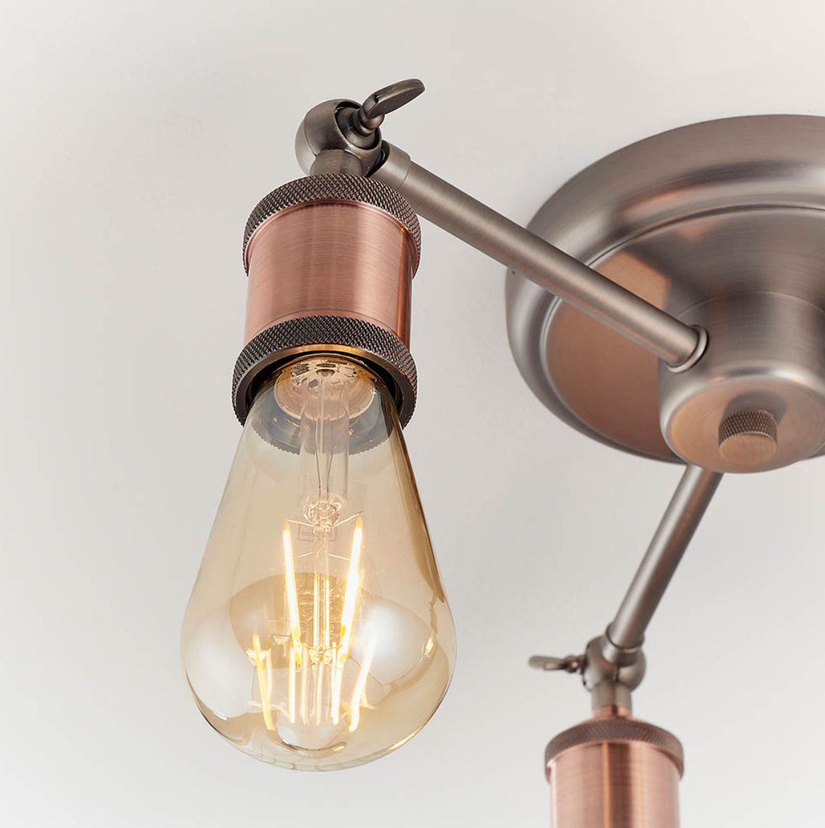 Endon Hal 3 Light Copper & Pewter Semi Flush