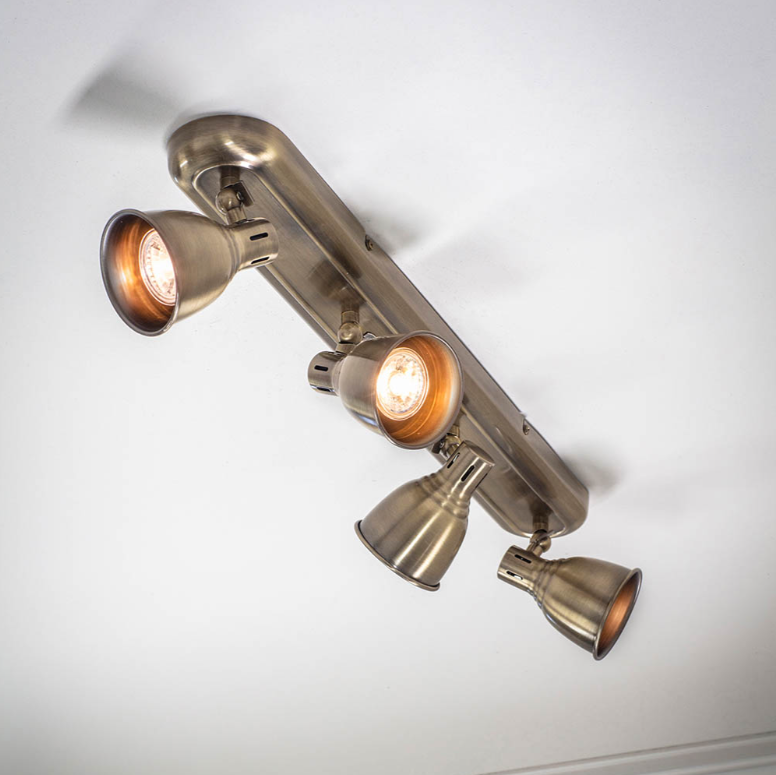 Endon Westbury 4 Light Antique Brass Plate Spotlight