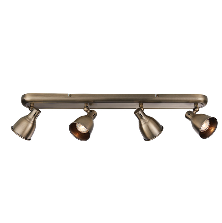 Endon Westbury 4 Light Antique Brass Plate Spotlight