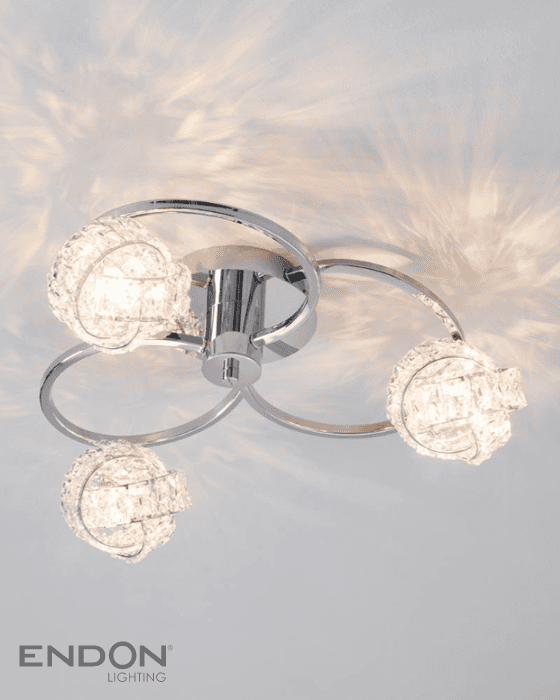 Endon Talia Crystal Shade & Chrome 3lt Semi Flush