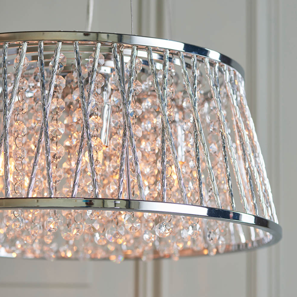 Endon Sophia 5 Light Crystal Bead & Chrome Pendant