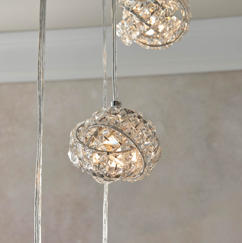 Endon Talia Crystal Shade & Chrome 5lt Cluster Pendant