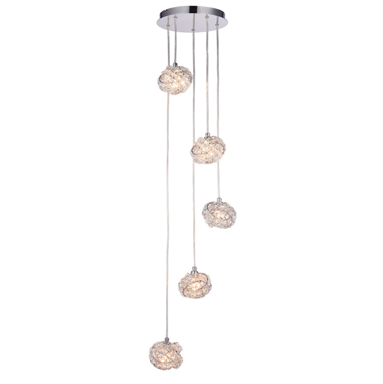 Endon Talia Crystal Shade & Chrome 5lt Cluster Pendant