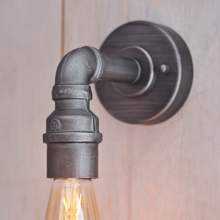 Endon Pipe Pewter Wall Light