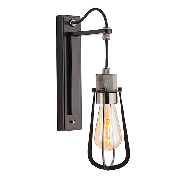Vesilo Lighting Drop Black Chrome Knurled Wall Light