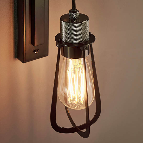 Vesilo Lighting Drop Black Chrome Knurled Wall Light
