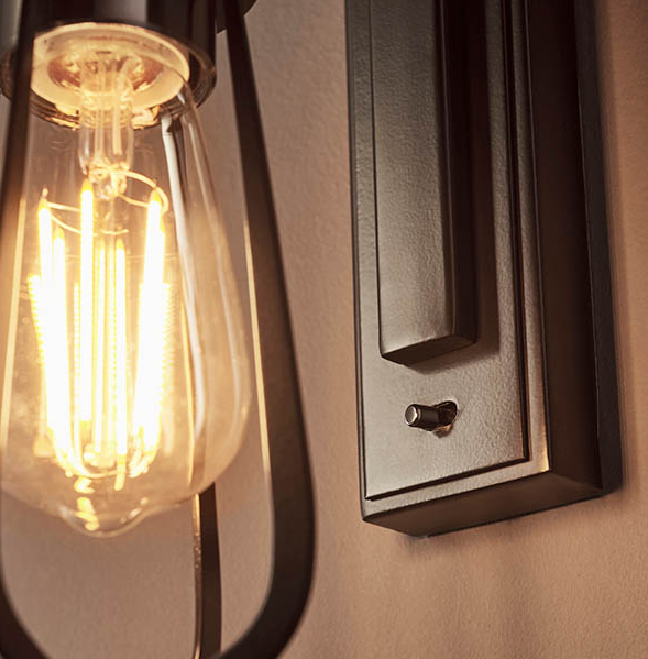 Vesilo Lighting Drop Black Chrome Knurled Wall Light