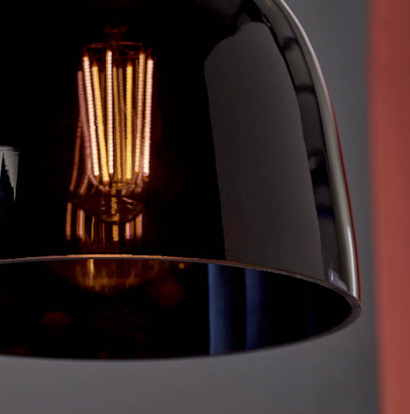 Vesilo Lighting Ink Black Chrome & Tinted Glass Single Pendant