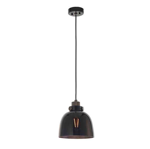 Vesilo Lighting Ink Black Chrome & Tinted Glass Single Pendant