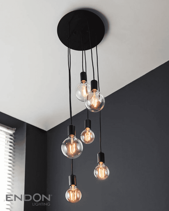 Endon Studio Matt Black 6 Light Cluster Pendant