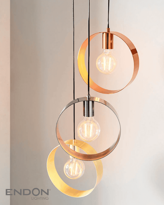 Endon Hoop Multi-Coloured 3 Light Cluster Pendant