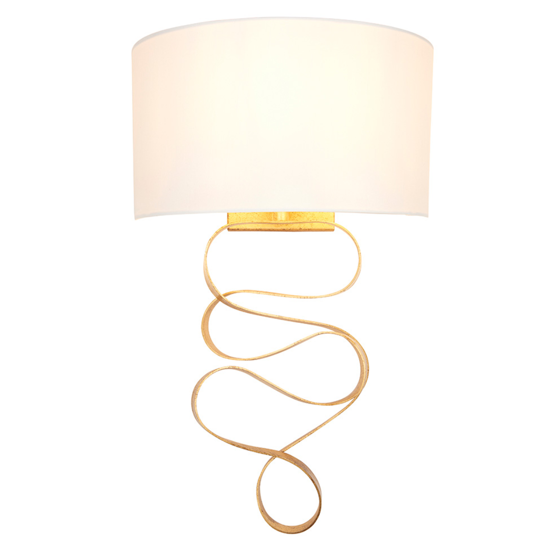 Vesilo Lighting Ribbon Gold Wall Light with Ivory Shade
