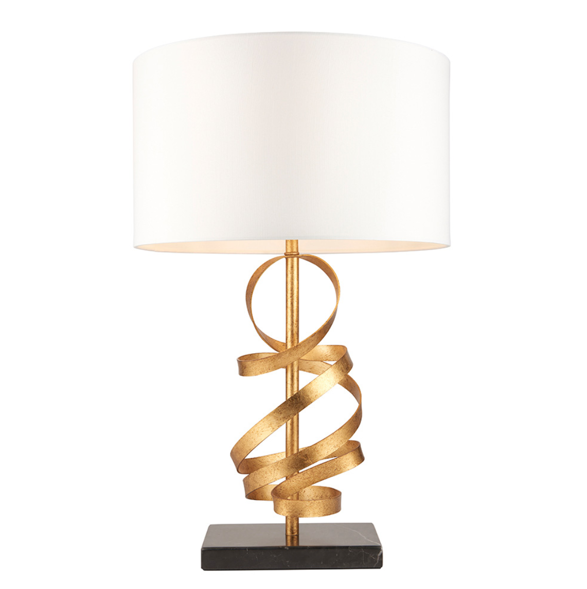 Vesilo Lighting Ribbon Gold Table Lamp with Ivory Shade