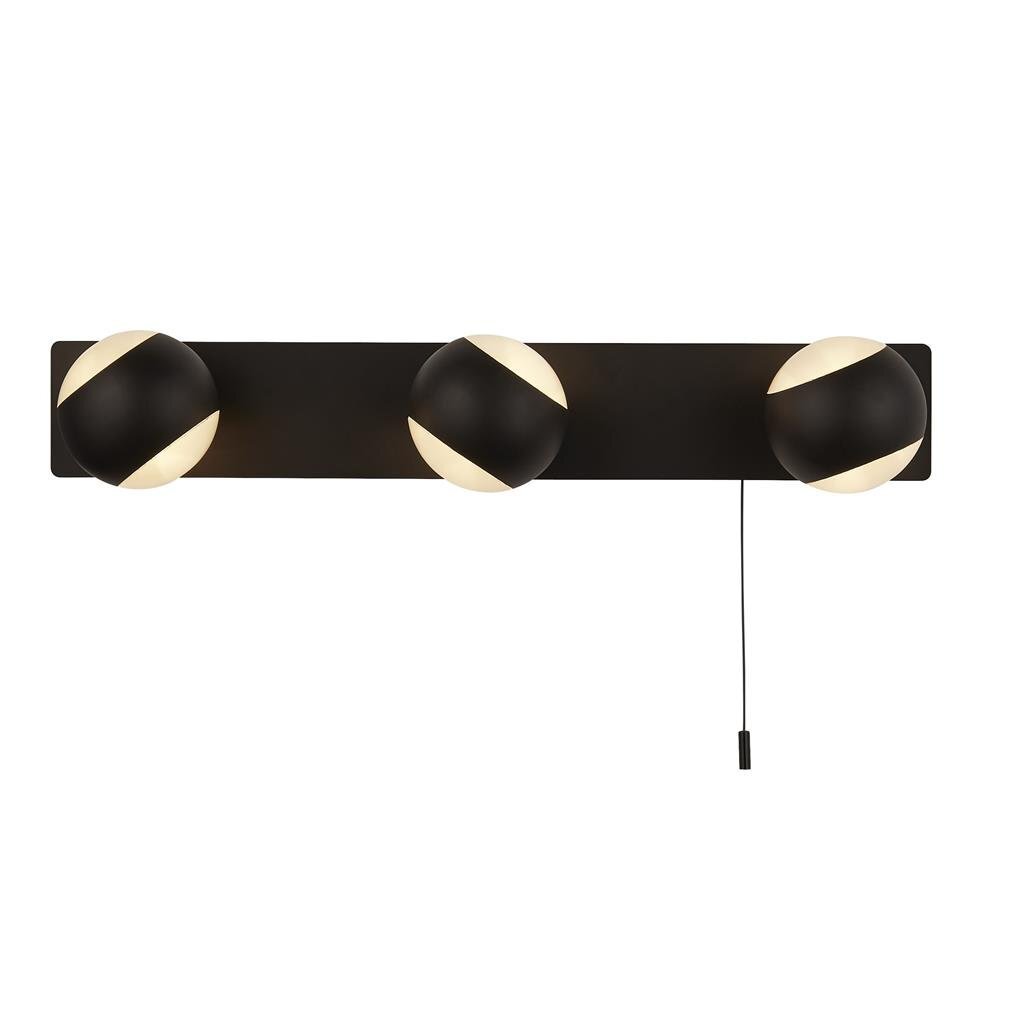 Searchlight Flare Bathroom IP44 3 Light Black Metal & Opal Glass Wall Light