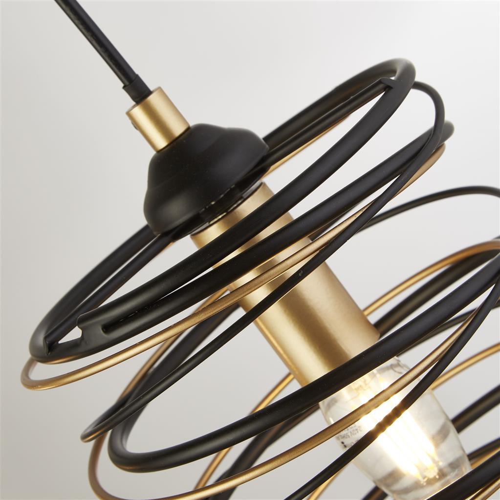 Searchlight Spring 4lt Black Metal & Gold Bar Pendant