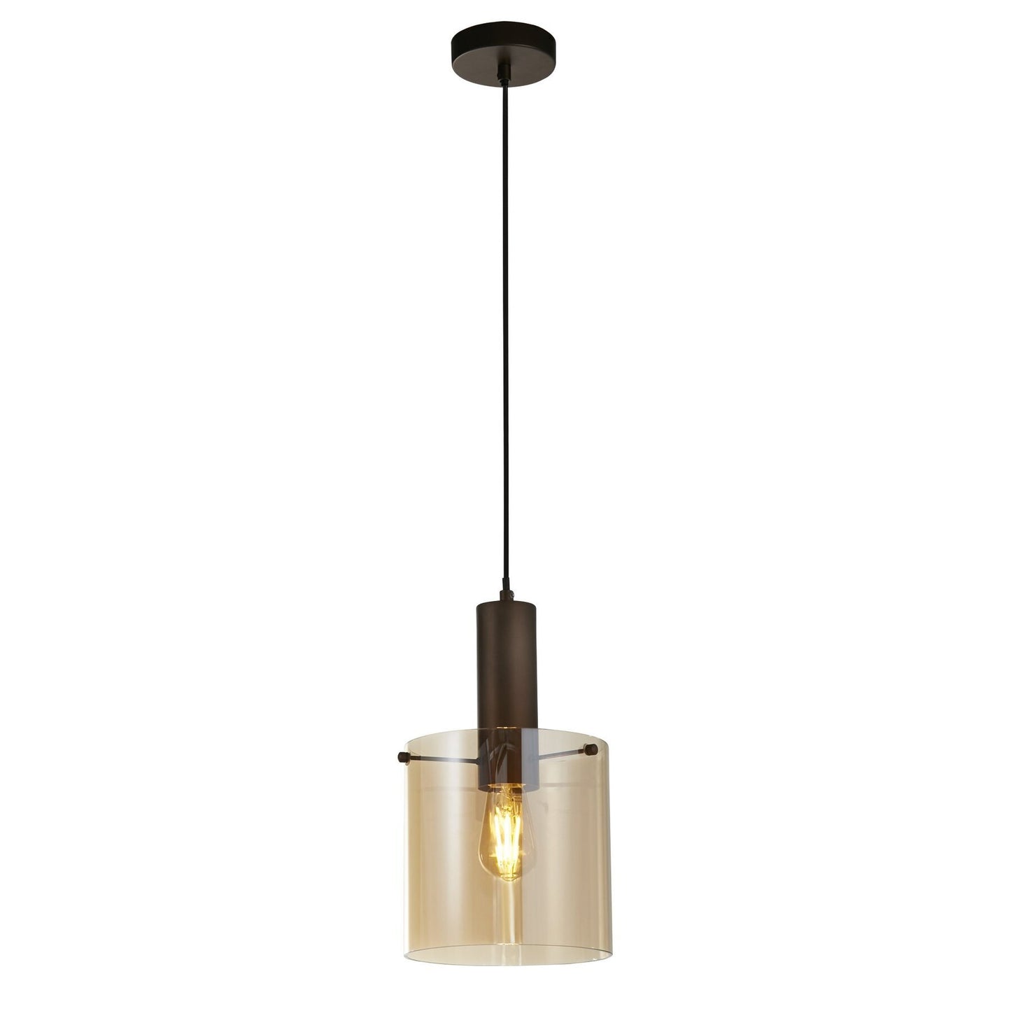 Searchlight Sweden Mocha Metal & Amber Glass Pendant