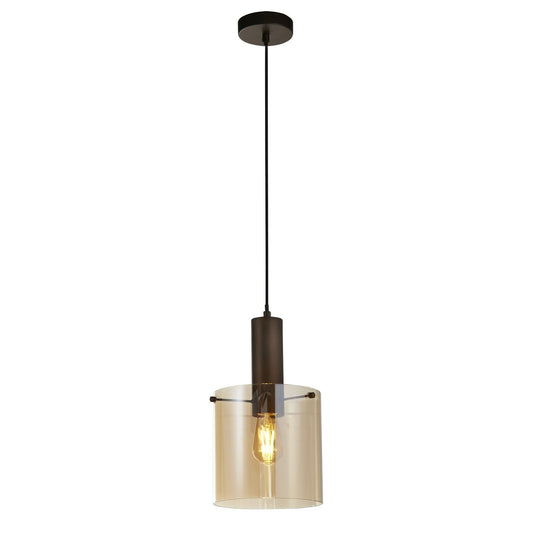 Searchlight Sweden Mocha Metal & Amber Glass Pendant