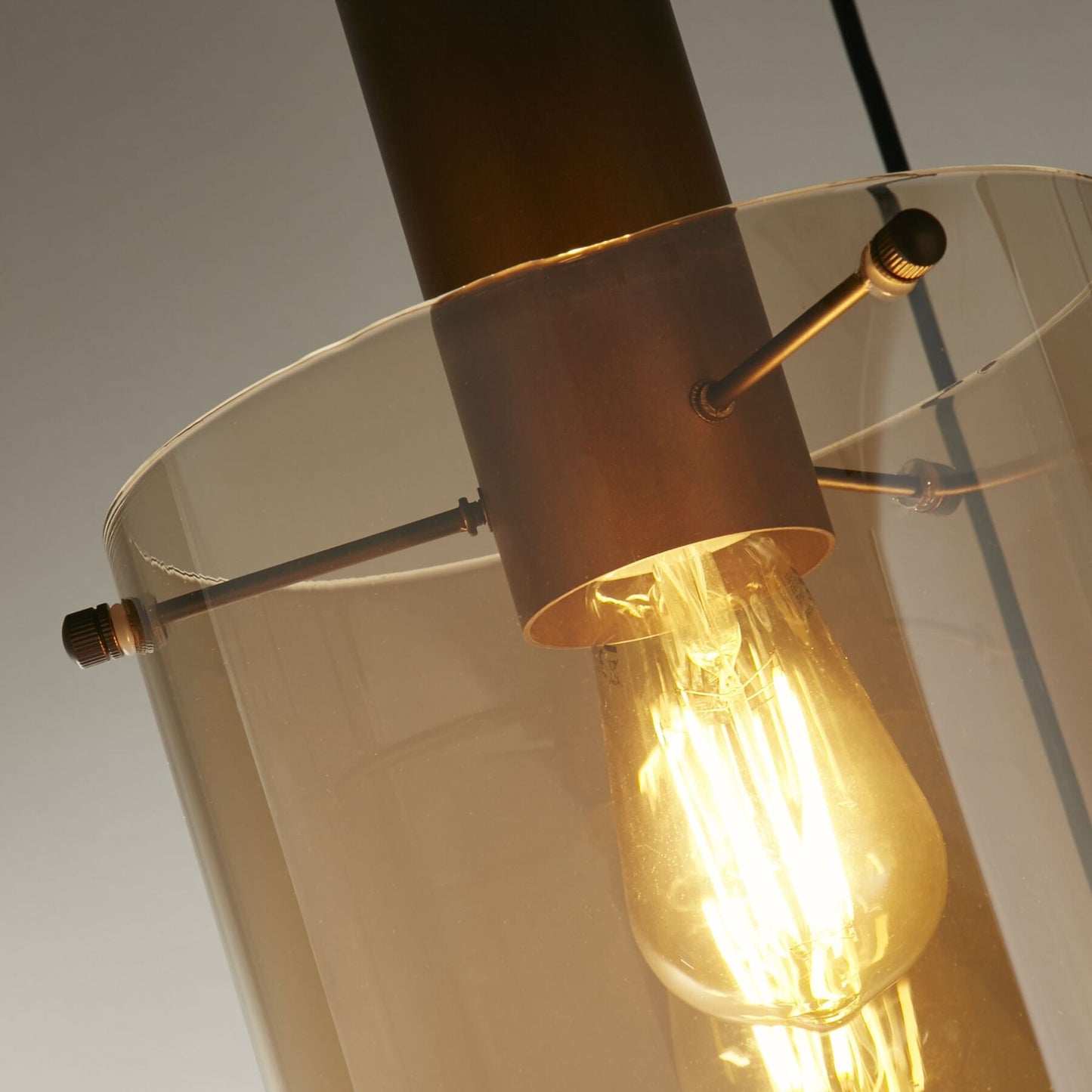Searchlight Sweden 3 Light Mocha Metal & Amber Glass Cluster Pendant