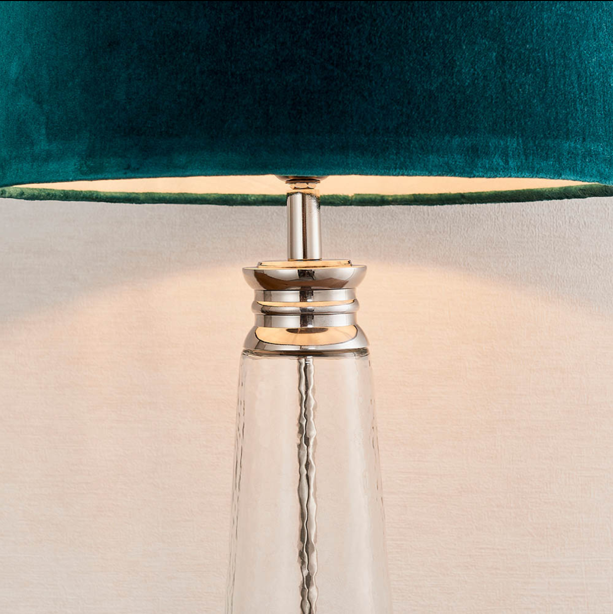 Endon Winslet Teal & Nickel Table Lamp With Shade